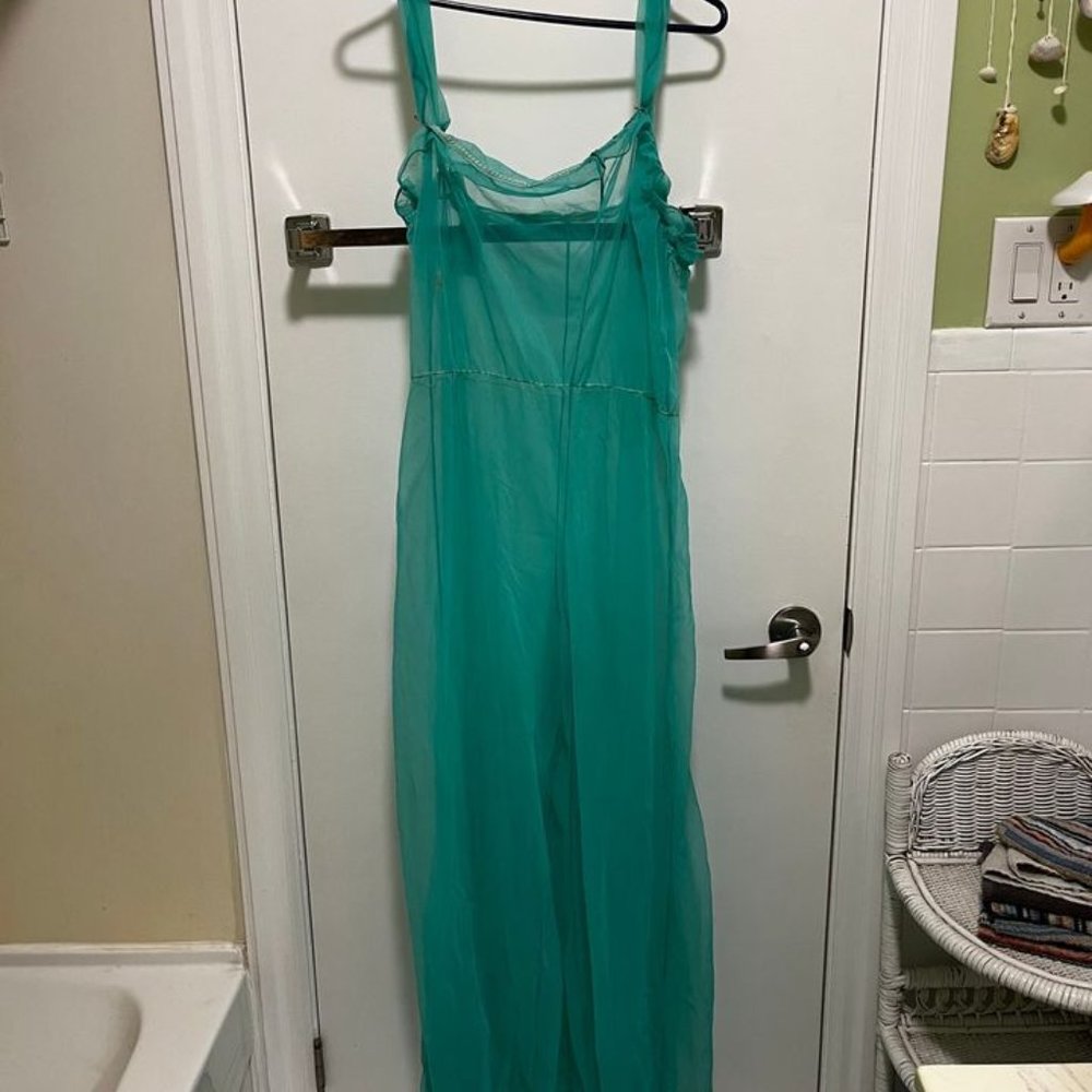 Darling large vintage sheer see-through teal jumper